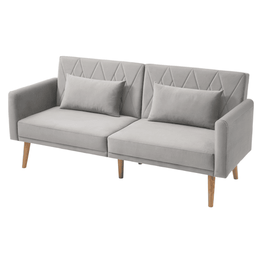 Sofá pequeno de 2 lugares - Sofá-cama com função de descanso - Cinza