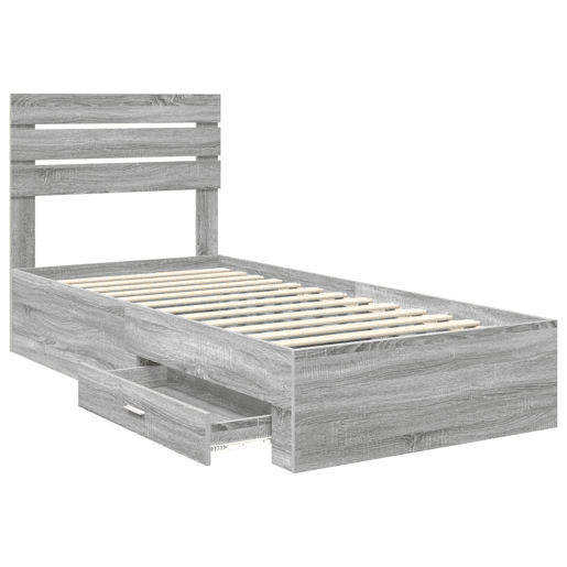 Estrutura de cama de solteiro para adultos com gaveta com cabeceira Madeira processada