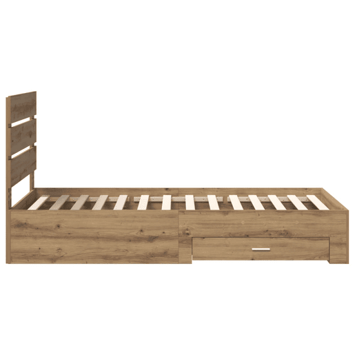 Estrutura de cama de solteiro para adultos com gaveta Carvalho Artesanal 90 x 200 cm