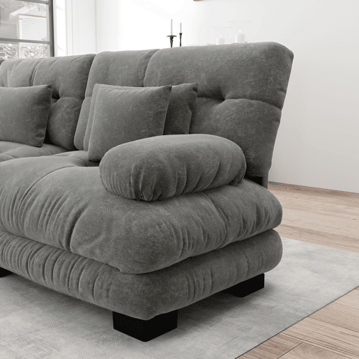 Sofá modular U 4 lugares - Sofá convertível com otomano, Chenille, Cinza Sofá modular U 4 lugares - Sofá convertível com otomano, Chenille, Cinza