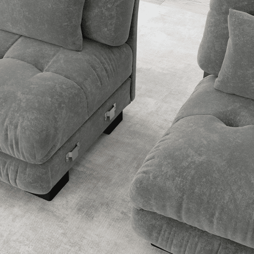 Sofá modular U 4 lugares - Sofá convertível com otomano, Chenille, Cinza Sofá modular U 4 lugares - Sofá convertível com otomano, Chenille, Cinza