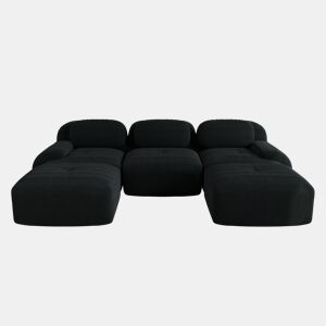 Sofá modular U - sem montagem, antiderrapante, adequado para animais de estimação, braços extra largos - Preto