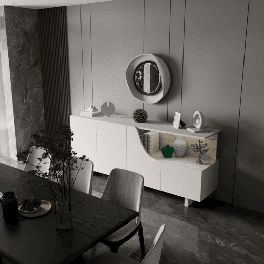 Aparador de madeira > - 180 x 40 x 81 cm - Bege
