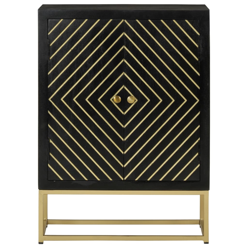 Aparador - mueble de almacenamiento con 2 puertas madera mango negro y dorado 55x30x75 cm es1691