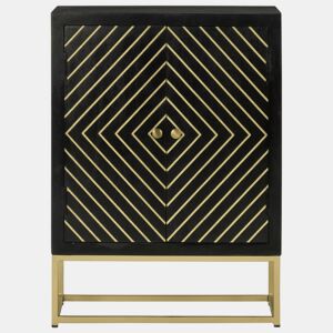 Aparador - Bufete - Móvei de apoio com 2 portas 55x30x75cm mangueira maciça pretodourado pt1691