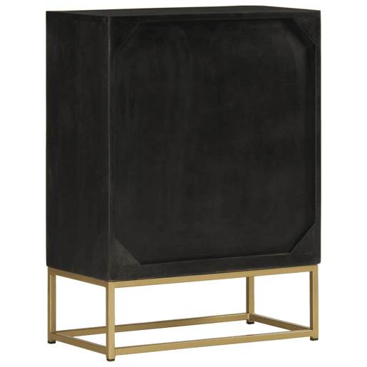 Aparador - Bufete - Móvei de apoio com 2 portas 55x30x75cm mangueira maciça pretodourado pt1691