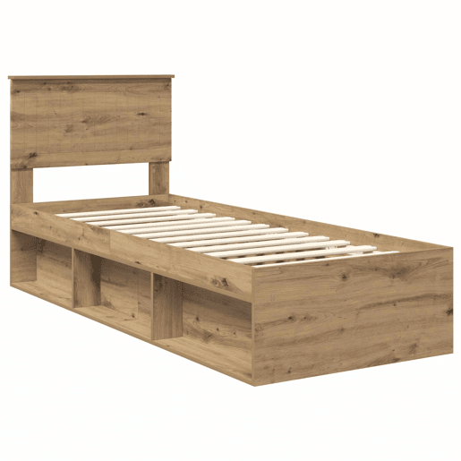 Estrutura de cama de solteiro moderno com cabeceira - Carvalho Artesanal 75 x 190 cm