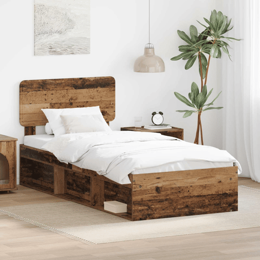 Estrutura de cama de solteiro para adultos com cabeceira Madeira antiga 75 x 190 cm