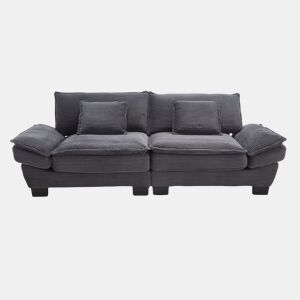 Sofá duplo moderno - Simples, com cama dobrável, almofada incluída, confortável e espaçoso - Cinza escuro