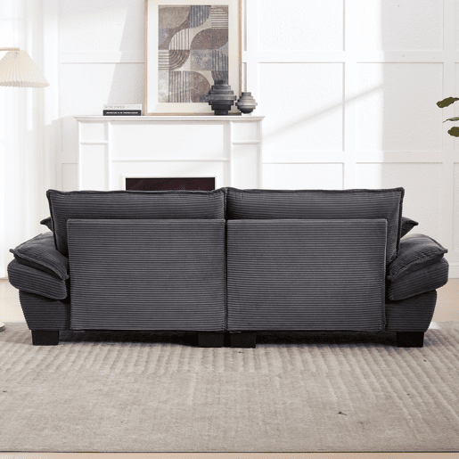 Sofá duplo moderno - Simples, com cama dobrável, almofada incluída, confortável e espaçoso - Cinza escuro
