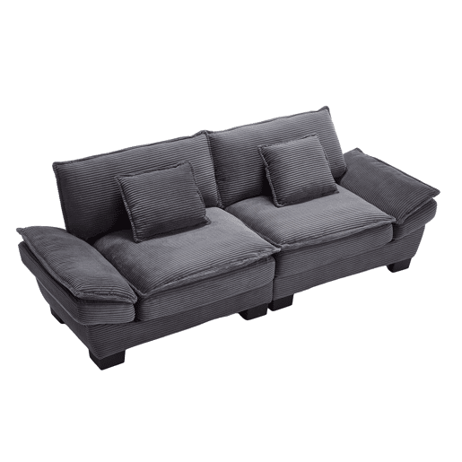 Sofá duplo moderno - Simples, com cama dobrável, almofada incluída, confortável e espaçoso - Cinza escuro