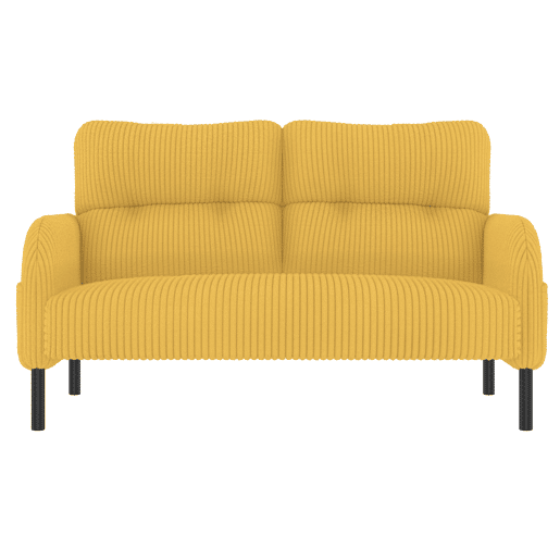Sofá de 2 lugares - com estofamento confortável, encosto alto e bolsos laterais - Amarelo Sofá de 2 lugares - com estofamento confortável, encosto alto e bolsos laterais - Amarelo