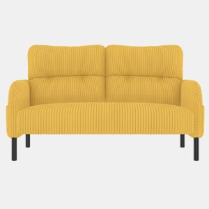 Sofá de 2 lugares - com estofamento confortável, encosto alto e bolsos laterais - Amarelo