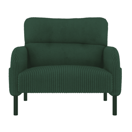 Conjunto de 3 peças Cord - Poltrona + Pufe + Sofá de 2 lugares com bolso lateral, estrutura em aço e encosto extra macio - Verde Esmeralda