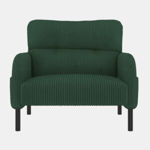 Conjunto de 3 peças Cord - Poltrona + Pufe + Sofá de 2 lugares com bolso lateral, estrutura em aço e encosto extra macio - Verde Esmeralda