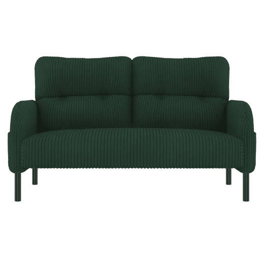 Conjunto de 3 peças Cord - Poltrona + Pufe + Sofá de 2 lugares com bolso lateral, estrutura em aço e encosto extra macio - Verde Esmeralda