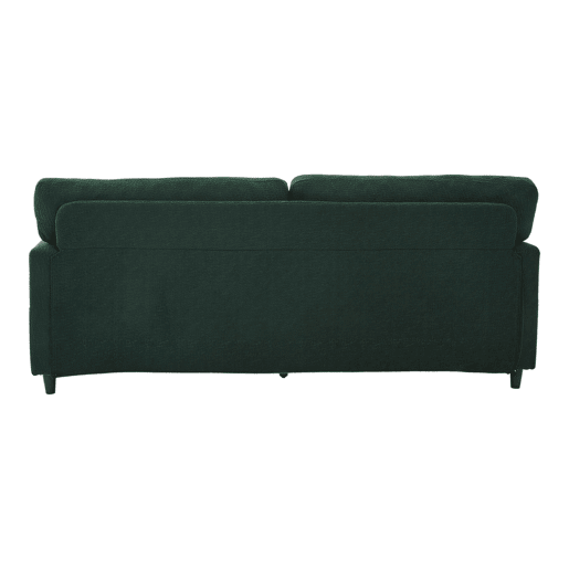 Sofá Chenille 2 lugares - USB-C, LED, porta-copos, bolsos - Esmeralda