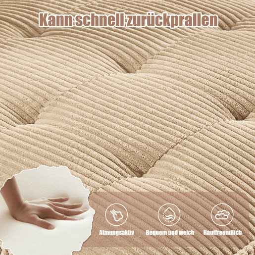 Sofá modular de 6 lugares - Veludo cotelê, ergonómico, com arrumação, convertível, estrutura estável - Cáqui