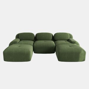 Sofá modular em U - sem montagem, antiderrapante, adequado para animais de estimação, braços extra largos, espuma elástica 32D - Verde
