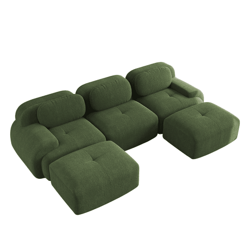 Sofá modular em U - sem montagem, antiderrapante, adequado para animais de estimação, braços extra largos, espuma elástica 32D - Verde
