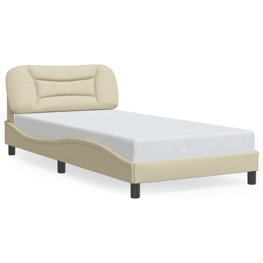 Estrutura de cama de solteiro para adultos com LED 100x200 cm tecido