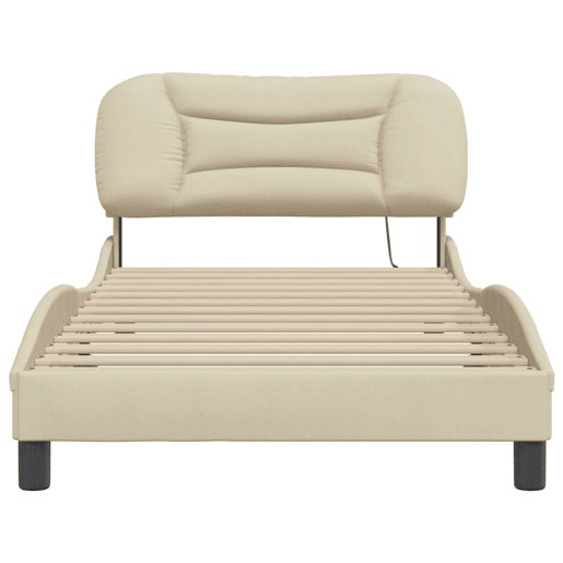 Estrutura de cama de solteiro para adultos com LED 100x200 cm tecido
