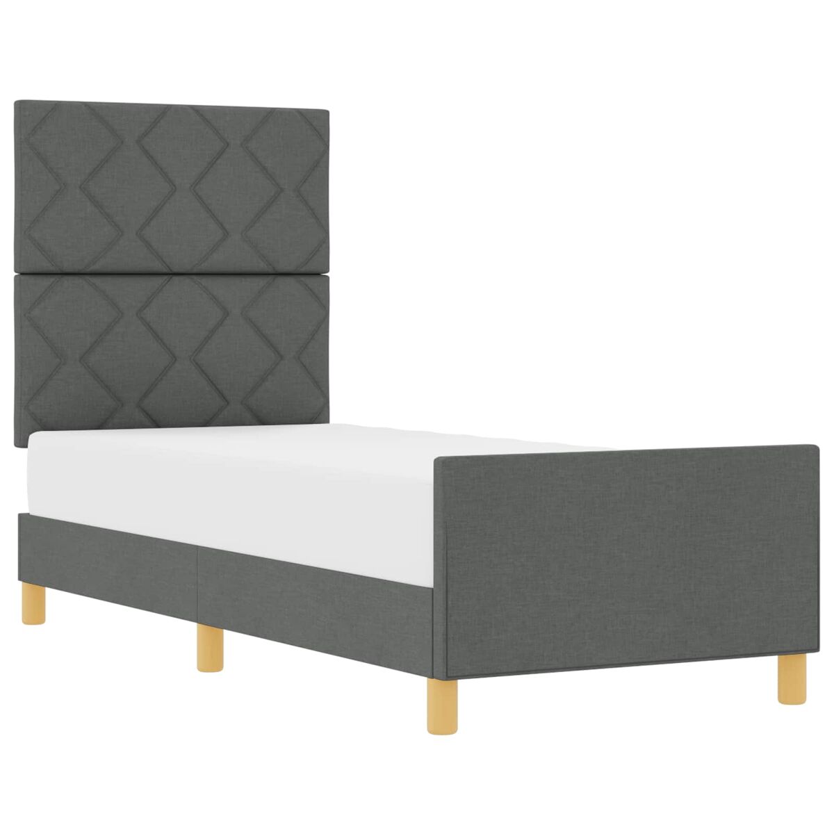 Estructura de cama individual para adultos con cabecera - gris oscuro 80 x 200 cm tela