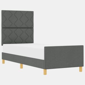 Estrutura de cama de solteiro para adultos Cinzento escuro 80 x 200 cm tecido