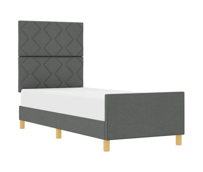 Estructura de cama individual para adultos con cabecera - gris oscuro 80 x 200 cm tela