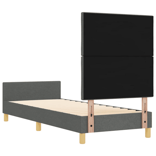 Estrutura de cama de solteiro para adultos Cinzento escuro 80 x 200 cm tecido Estrutura de cama de solteiro para adultos Cinzento escuro 80 x 200 cm tecido