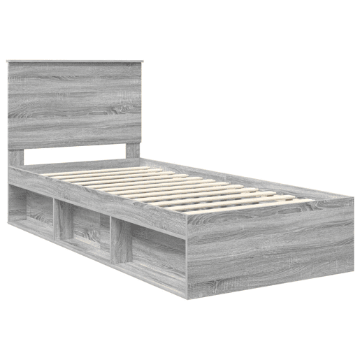 Estrutura de cama de solteiro com cabeceira - Cinza Sonoma 75 x 190 cm