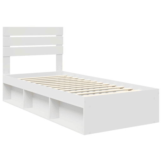 Estrutura de cama de solteiro para adultos - Branco 90 x 190 cm Madeira de Pinheiro Sólida