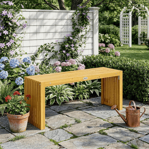 Outsunny Banco de Jardim em Madeira 110 cm Banco Exterior Rústico de 2 Lugares com Assento de Ripas Suporta 240 kg para Pátio Alpendre Jardim Varanda Madeira