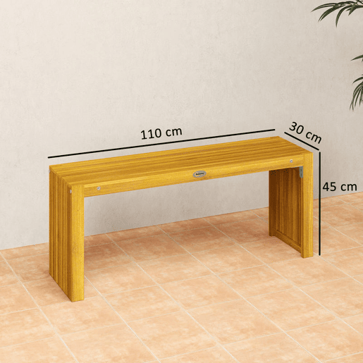 Outsunny Banco de Jardim em Madeira 110 cm Banco Exterior Rústico de 2 Lugares com Assento de Ripas Suporta 240 kg para Pátio Alpendre Jardim Varanda Madeira