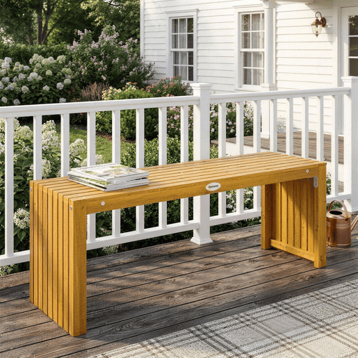 Outsunny Banco de Jardim em Madeira 110 cm Banco Exterior Rústico de 2 Lugares com Assento de Ripas Suporta 240 kg para Pátio Alpendre Jardim Varanda Madeira