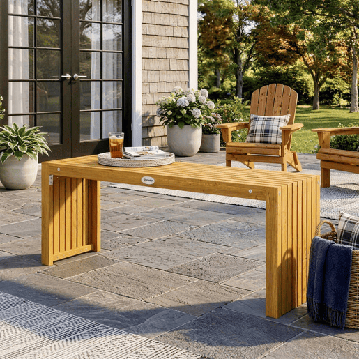 Outsunny Banco de Jardim em Madeira 110 cm Banco Exterior Rústico de 2 Lugares com Assento de Ripas Suporta 240 kg para Pátio Alpendre Jardim Varanda Madeira