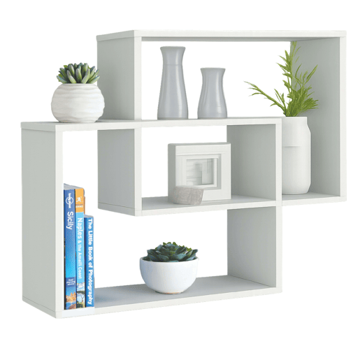 Prateleira de parede retangular Riva, ideal para sala de estar ou quarto, branca, 60x60x16 cm