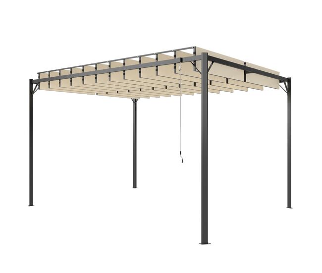 Outsunny pérgola de jardín 3x4 m, cenador de jardín con techo de lamas orientables, estructura de metal, protección upf50+, pabellón para exterior, patio, terraza, blanco crema