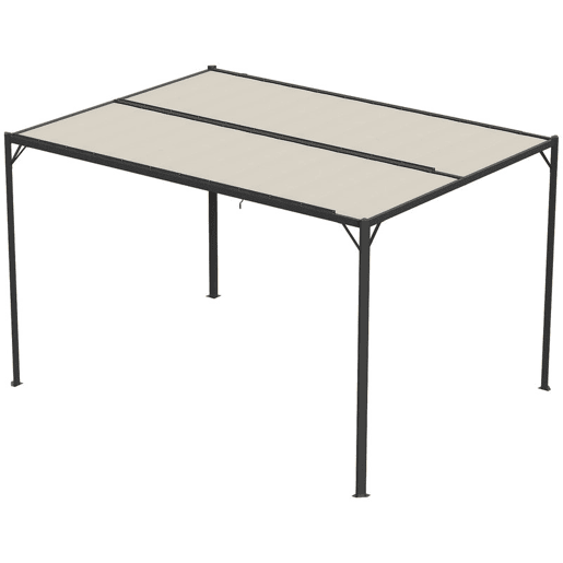 Outsunny Pérgola de Jardim 3x4 m, Gazebo de Jardim com Teto de Lâminas Orientáveis, Estrutura de Metal, Proteção UPF50+, Pavilhão para Exterior, Pátio, Terraço, Branco Creme