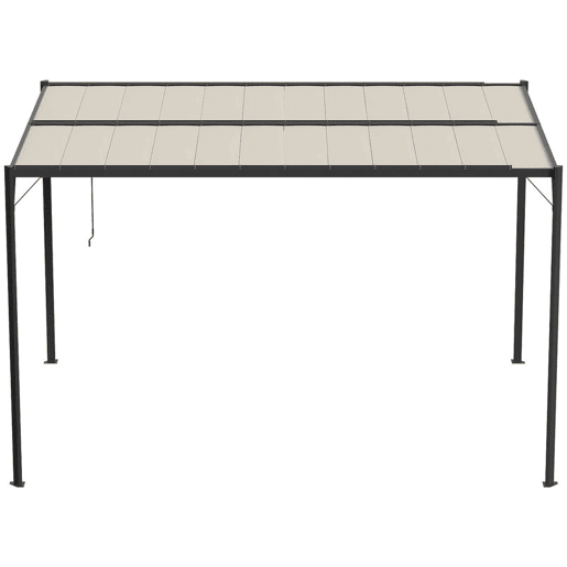 Outsunny Pérgola de Jardim 3x4 m, Gazebo de Jardim com Teto de Lâminas Orientáveis, Estrutura de Metal, Proteção UPF50+, Pavilhão para Exterior, Pátio, Terraço, Branco Creme