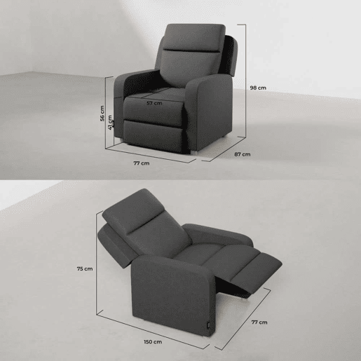 Poltrona Reclinável One Fabric Nalui relax reclinável (77x87x98 cm) Gris Antracita Poltrona Reclinável One Fabric Nalui relax reclinável (77x87x98 cm) Gris Antracita