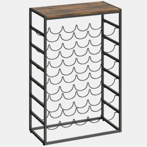 HOMCOM Garrafeira para 30 Garrafas Garrafeira de 6 Níveis com Superfície de Madeira Estilo Industrial para Cozinha Sala de Jantar Bar 59x30x88,5 cm Castanho Rústico