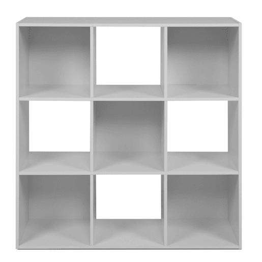Estante Cubo April 9, 5 Gavetas, Tecido, Sala de Estar, Escritório, Branco Fosco e Cinza, 89x89x28 cm