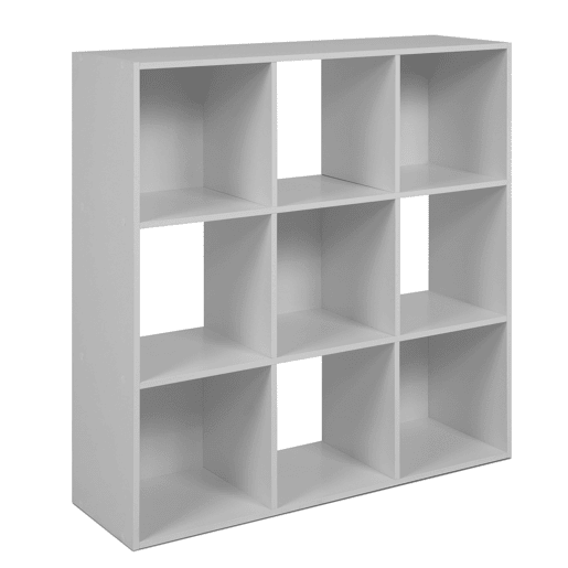 Estante Cubo April 9, 5 Gavetas, Tecido, Sala de Estar, Escritório, Branco Fosco e Cinza, 89x89x28 cm