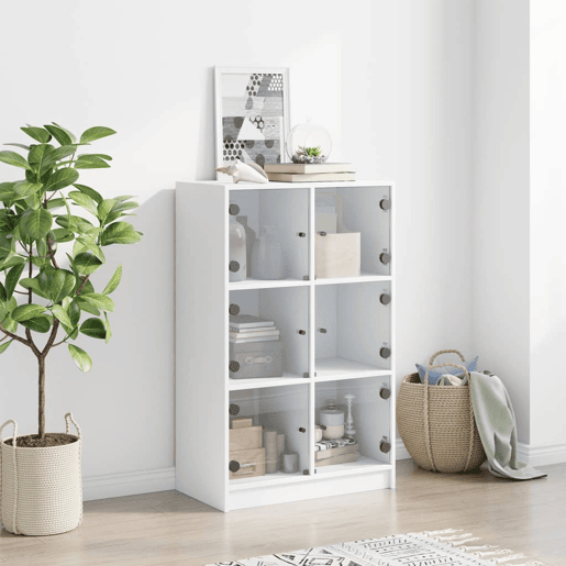Armário alto - Bufete - Móvel de apoio c portas 68x37x109 cm derivados de madeira branco pt520