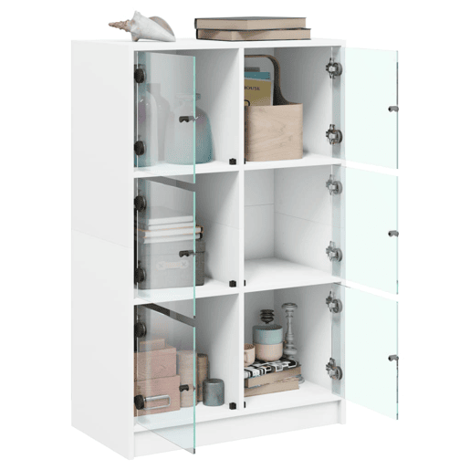 Armário alto - Bufete - Móvel de apoio c portas 68x37x109 cm derivados de madeira branco pt520