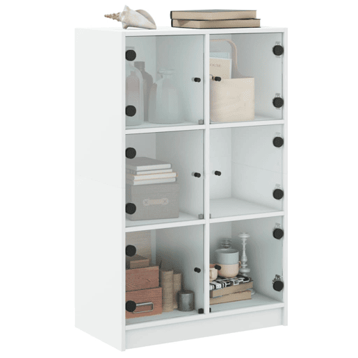 Armário alto - Bufete - Móvel de apoio c portas 68x37x109 cm derivados de madeira branco pt520