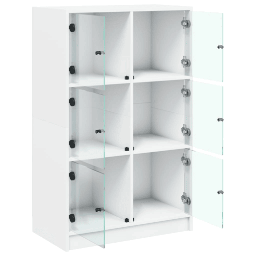 Armário alto - Bufete - Móvel de apoio c portas 68x37x109 cm derivados de madeira branco pt520
