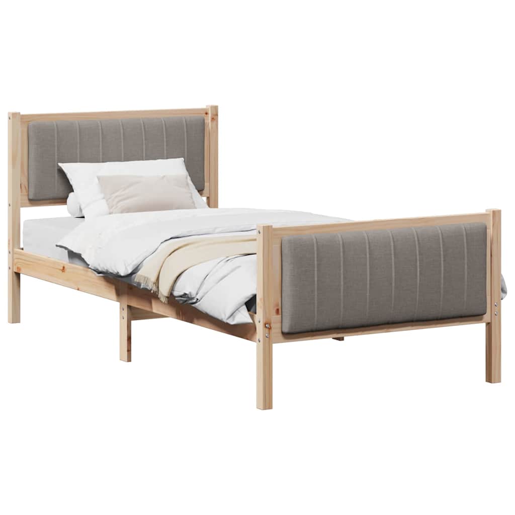 Estructura de cama simple para adultos con cabecera - marrón y taupe 90 x 190 cm