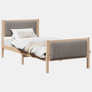 Estrutura de cama de solteiro para adultos com cabeceira Marrom e taupe 90 x 190 cm